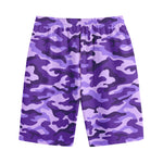 Purple Camouflage Print Cotton Shorts