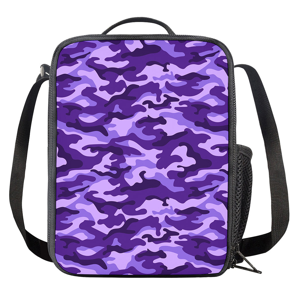 Purple Camouflage Print Crossbody Lunch Bag