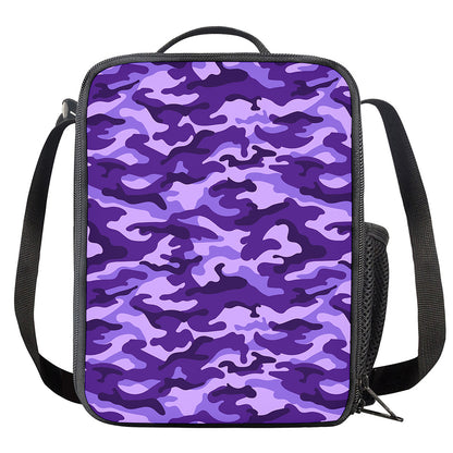 Purple Camouflage Print Crossbody Lunch Bag