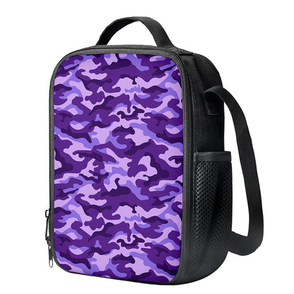 Purple Camouflage Print Crossbody Lunch Bag