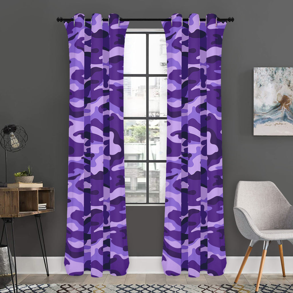 Purple Camouflage Print Curtain
