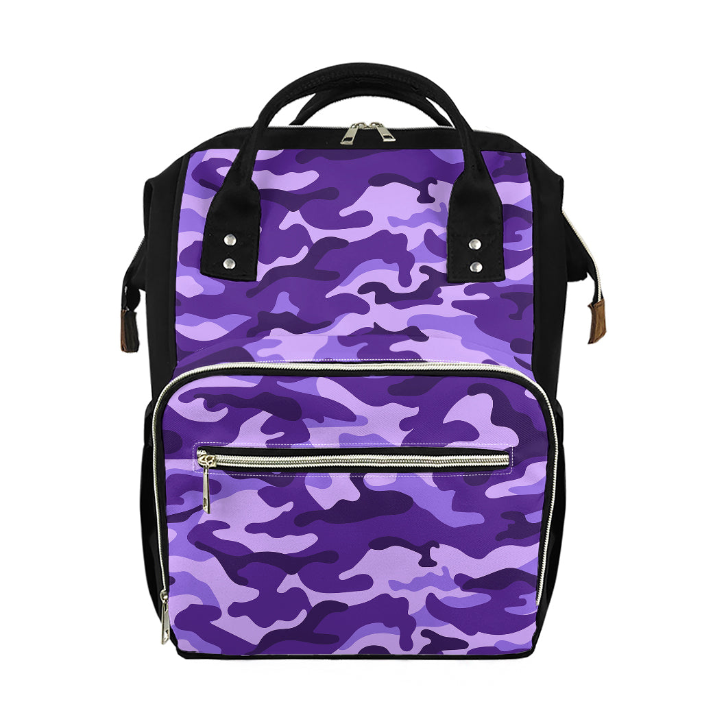 Purple Camouflage Print Diaper Bag