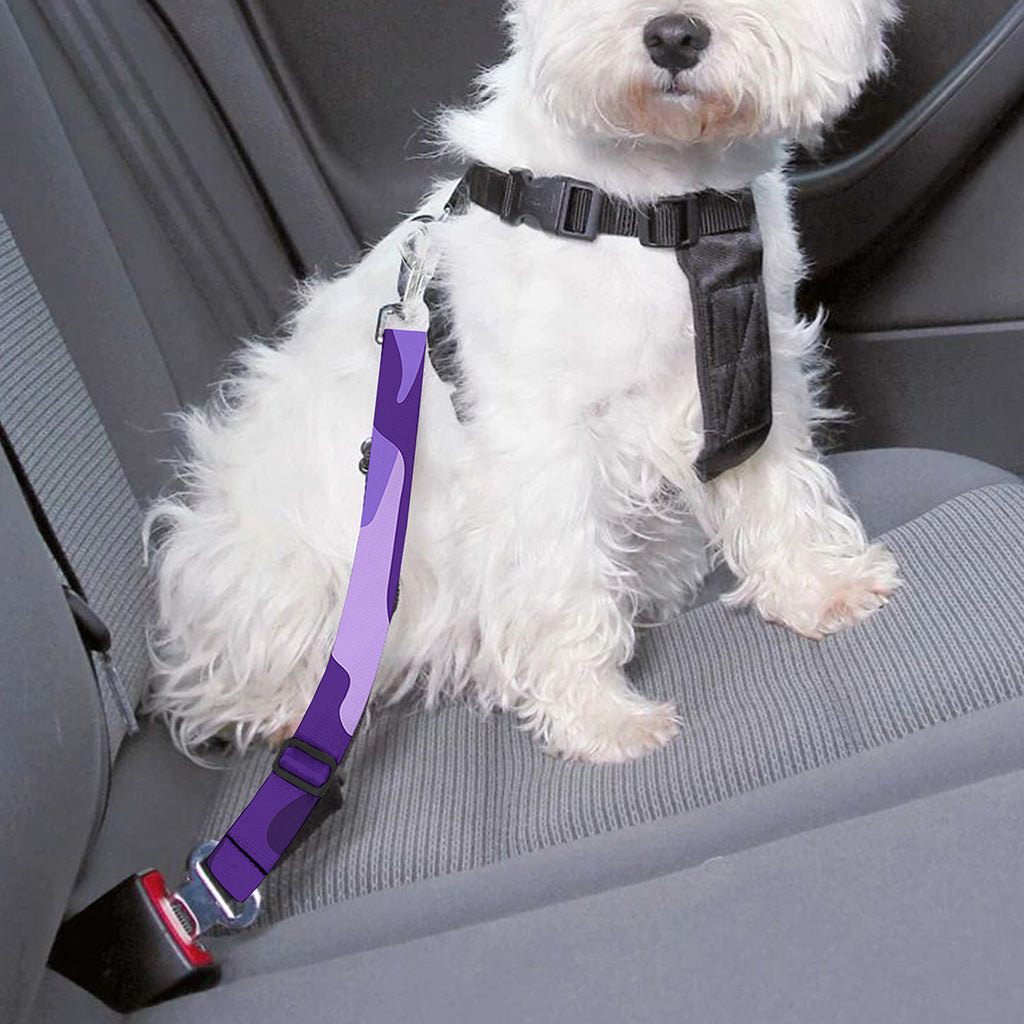 Purple Camouflage Print Dog Seat Belt