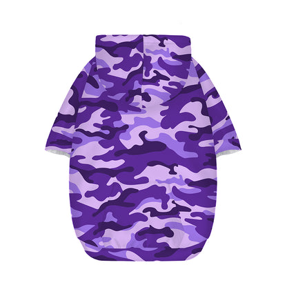 Purple Camouflage Print Dog Zip Up Hoodie