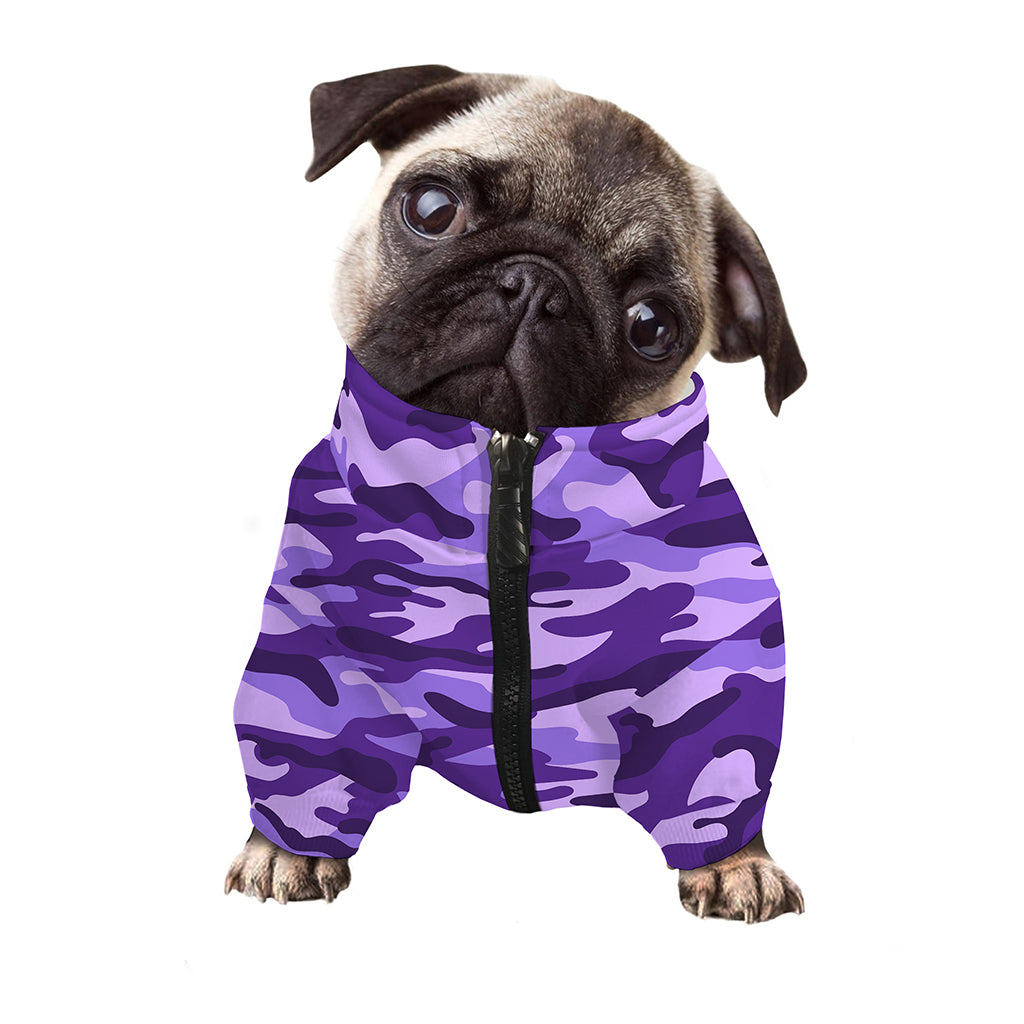 Purple Camouflage Print Dog Zip Up Jacket