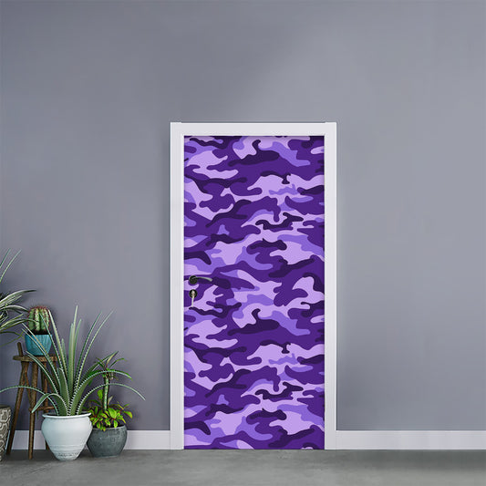 Purple Camouflage Print Door Sticker