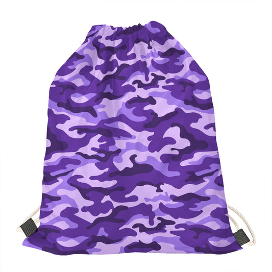 Purple Camouflage Print Drawstring Bag
