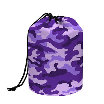 Purple Camouflage Print Drawstring Makeup Bag