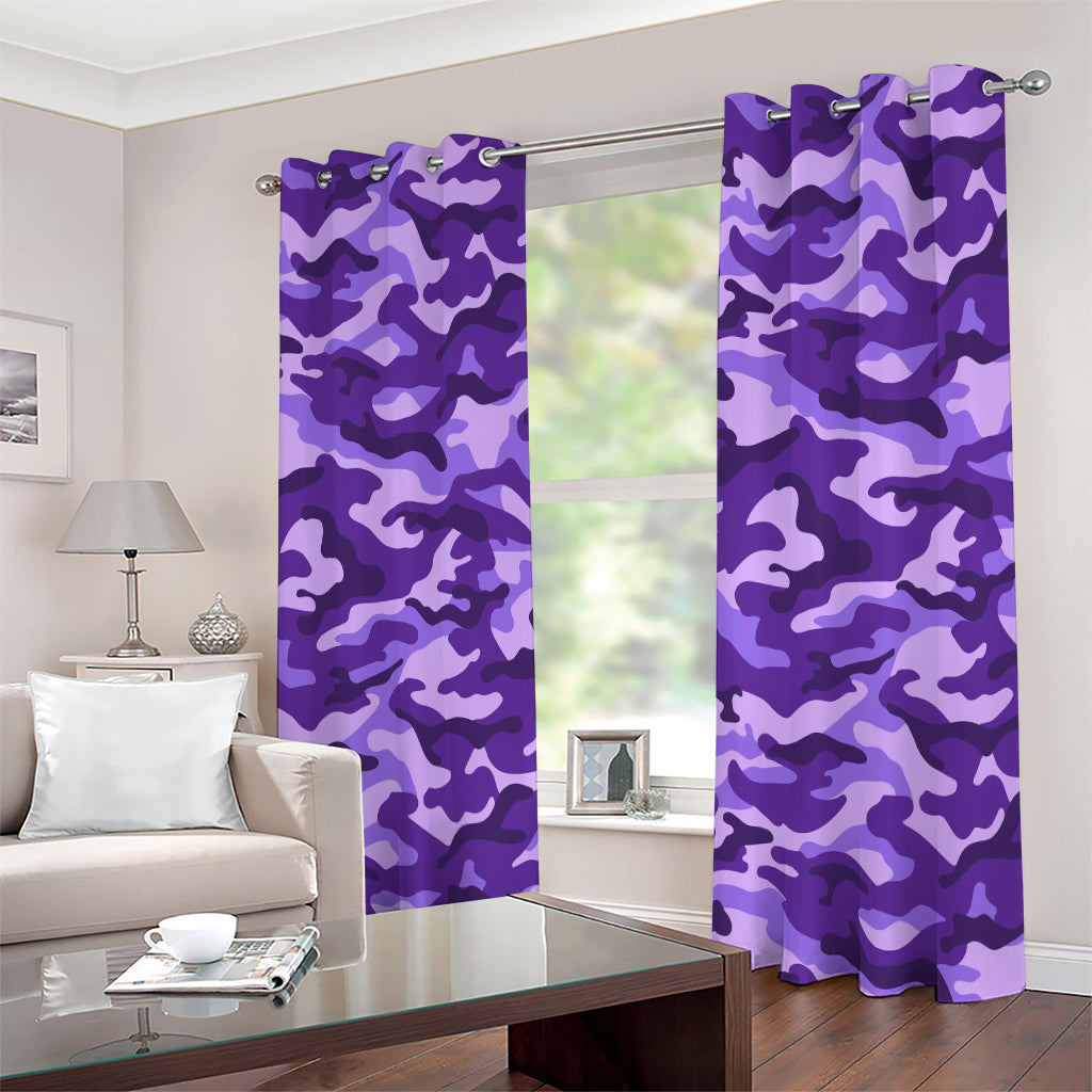Purple Camouflage Print Extra Wide Grommet Curtains