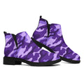 Purple Camouflage Print Flat Ankle Boots