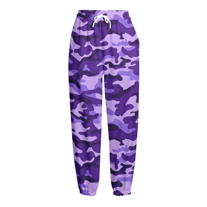 Purple Camouflage Print Fleece Lined Knit Pants