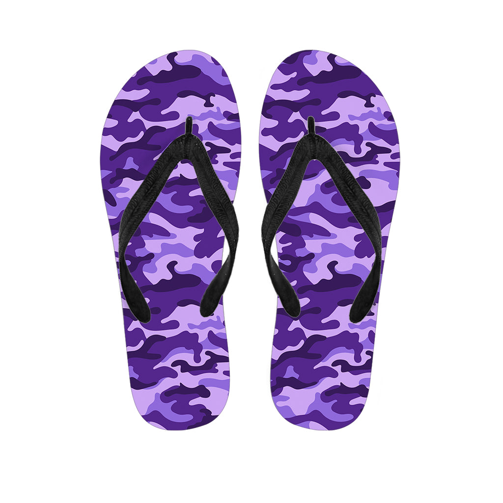 Purple Camouflage Print Flip Flops