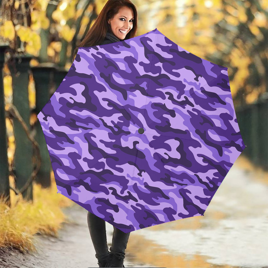 Purple Camouflage Print Foldable Umbrella