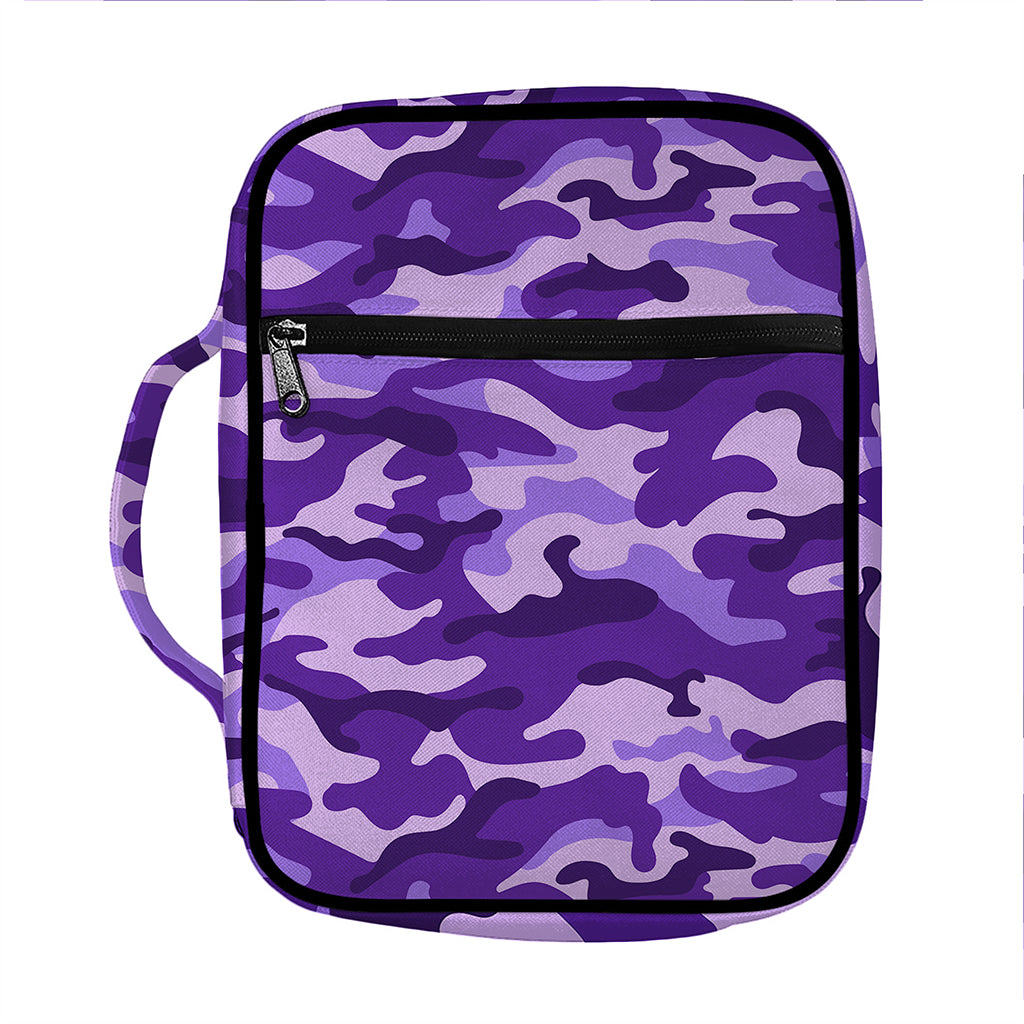 Purple Camouflage Print Front Pocket Bible Bag