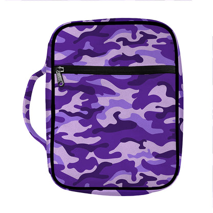 Purple Camouflage Print Front Pocket Bible Bag