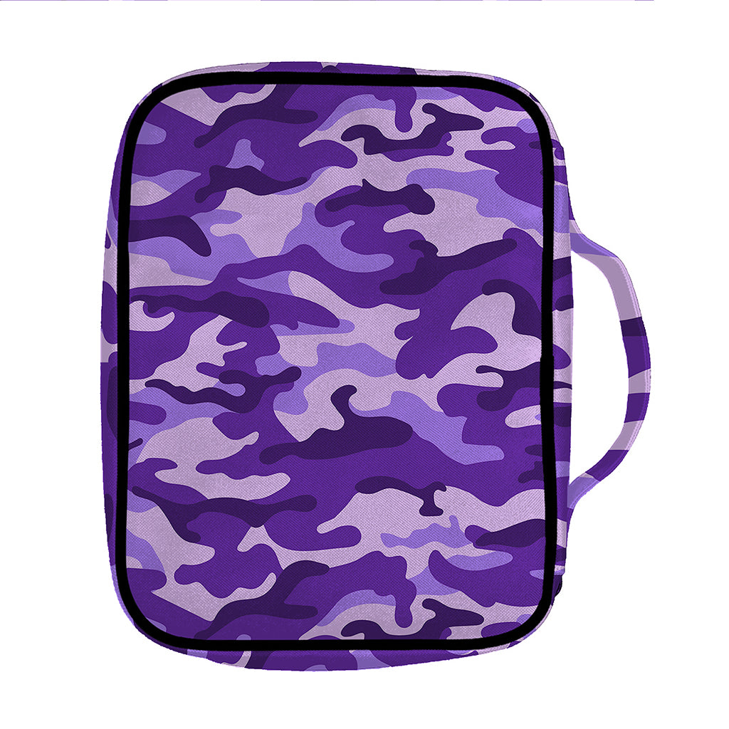 Purple Camouflage Print Front Pocket Bible Bag