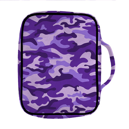 Purple Camouflage Print Front Pocket Bible Bag