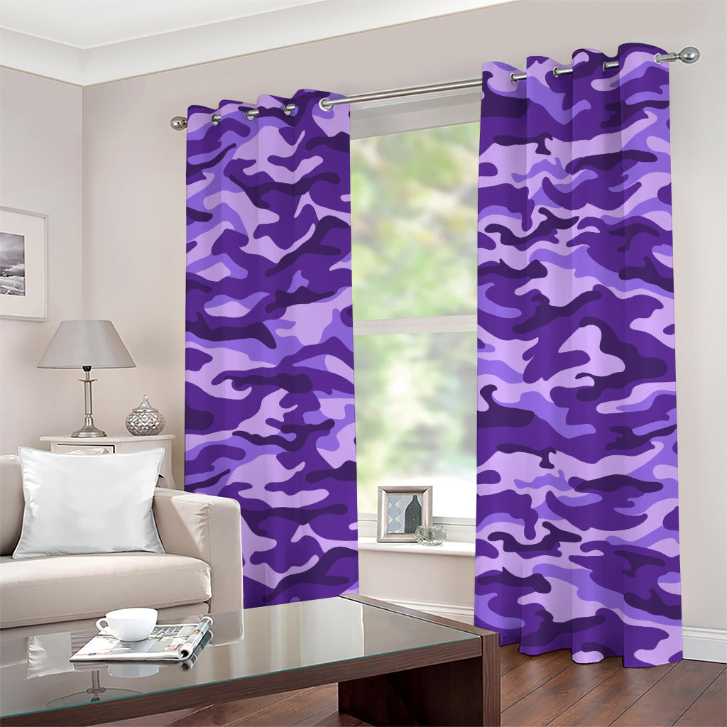 Purple Camouflage Print Grommet Curtains