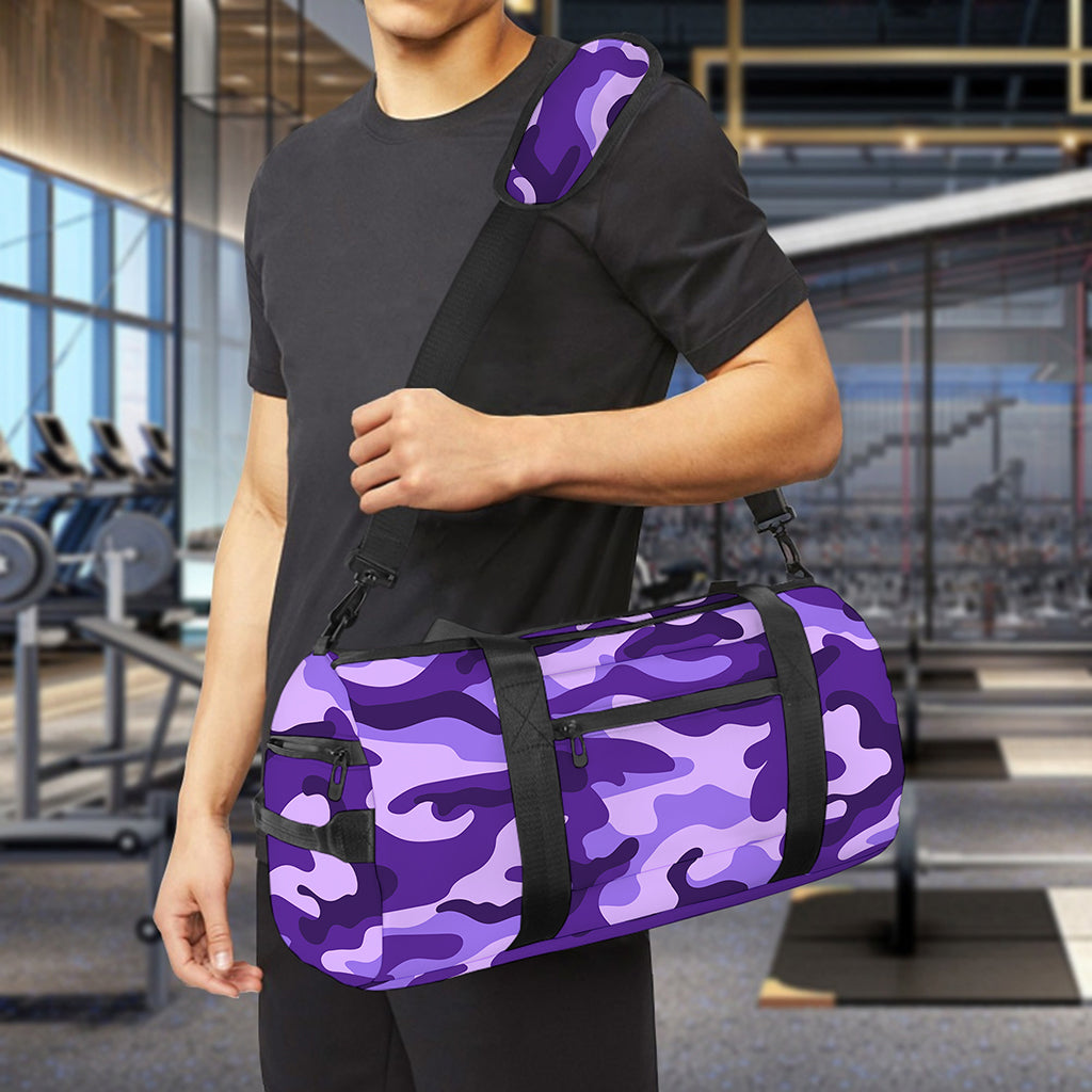 Purple Camouflage Print Gym Bag