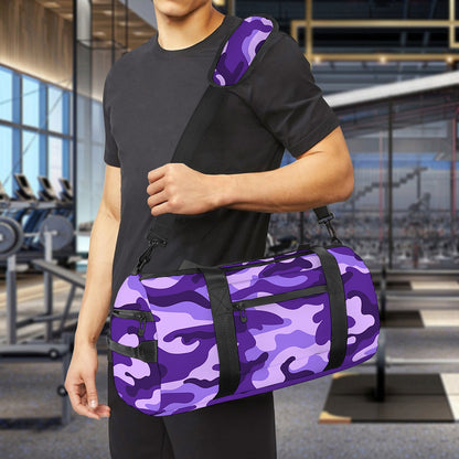 Purple Camouflage Print Gym Bag