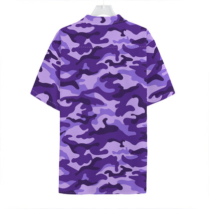 Purple Camouflage Print Hawaiian Shirt