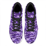Purple Camouflage Print High Top Leather Sneakers