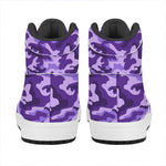 Purple Camouflage Print High Top Leather Sneakers