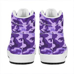 Purple Camouflage Print High Top Leather Sneakers