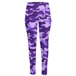 Purple Camouflage Print High-Waisted Pocket Leggings