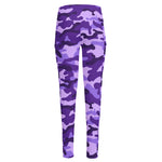 Purple Camouflage Print High-Waisted Pocket Leggings