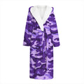 Purple Camouflage Print Hooded Bathrobe