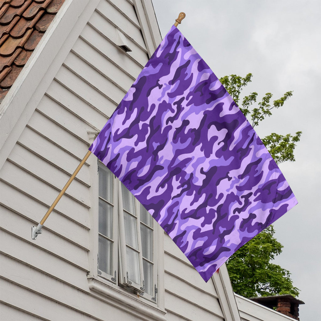 Purple Camouflage Print House Flag