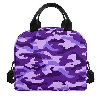 Purple Camouflage Print Insulated Lunch Bag