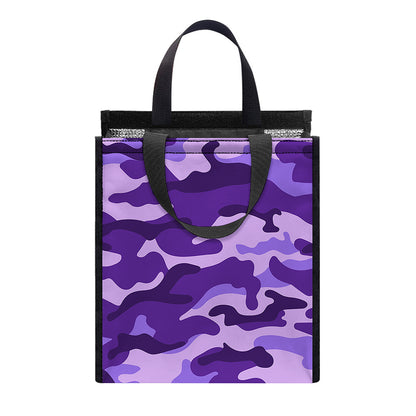 Purple Camouflage Print Insulated Lunch Tote