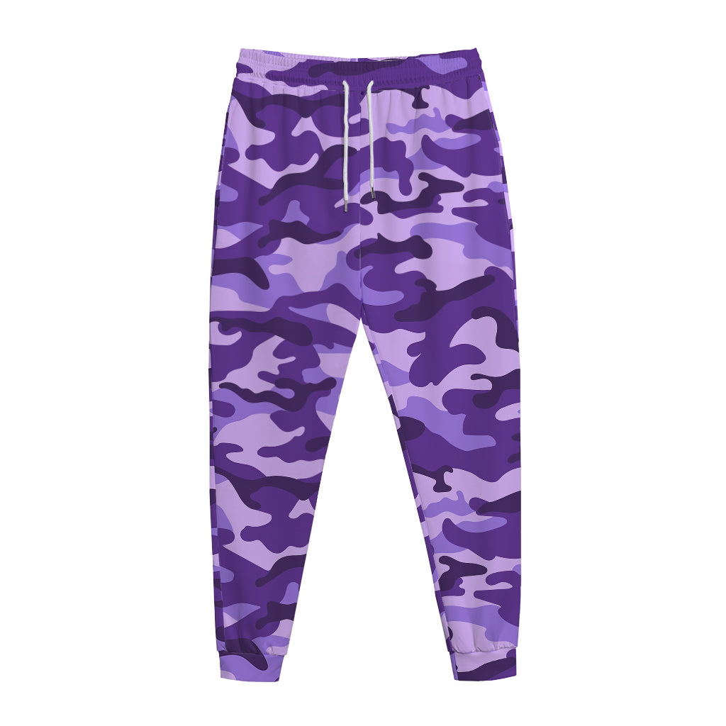 Purple Camouflage Print Jogger Pants