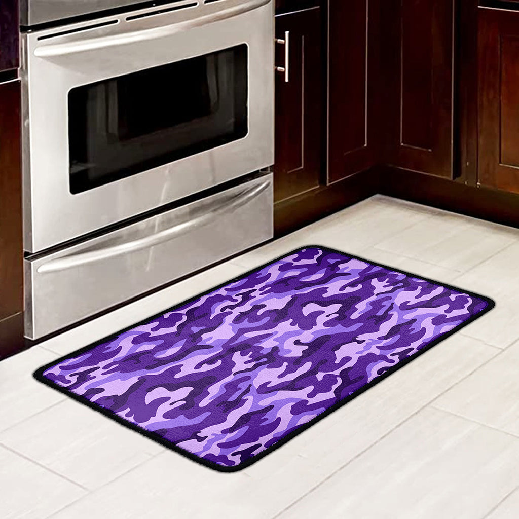 Purple Camouflage Print Kitchen Mat