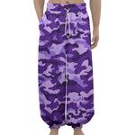 Purple Camouflage Print Lantern Pants