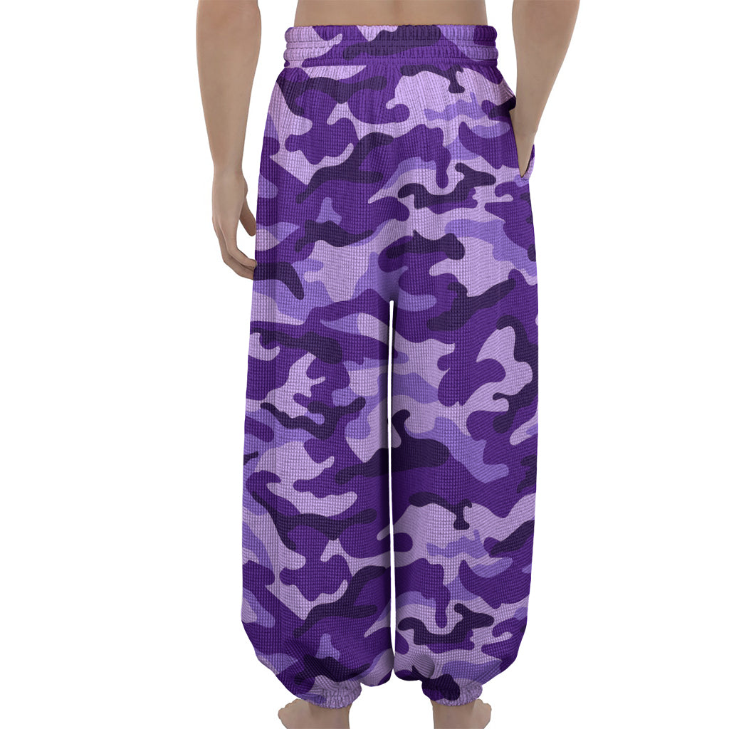 Purple Camouflage Print Lantern Pants
