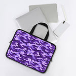 Purple Camouflage Print Laptop Sleeve With Handle