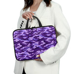 Purple Camouflage Print Laptop Sleeve With Handle