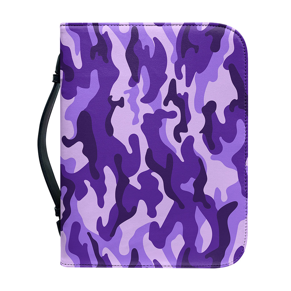 Purple Camouflage Print Leather Bible Cover