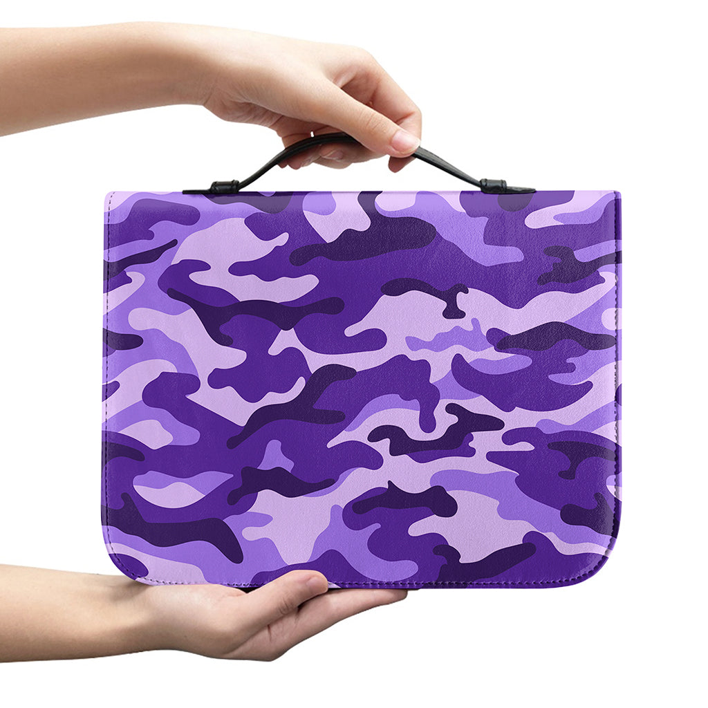 Purple Camouflage Print Leather Bible Cover