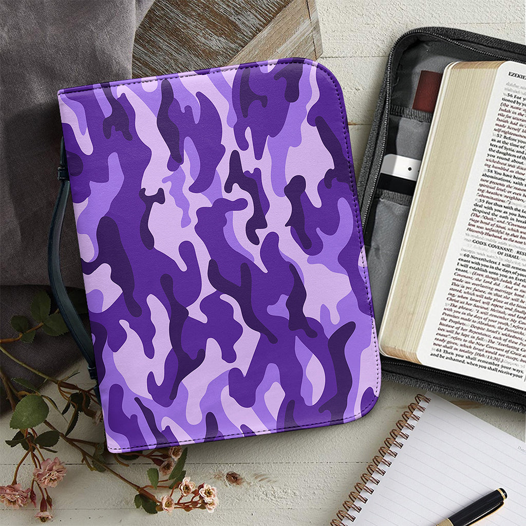Purple Camouflage Print Leather Bible Cover