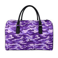 Purple Camouflage Print Leather Duffel Bag