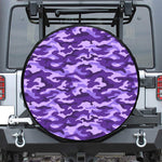 Purple Camouflage Print Leather Spare Tire Cover