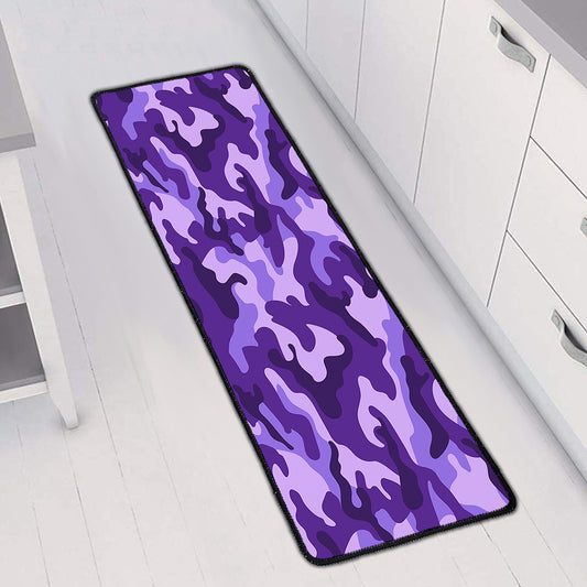 Purple Camouflage Print Long Kitchen Mat