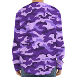 Purple Camouflage Print Long Sleeve Baseball Jersey