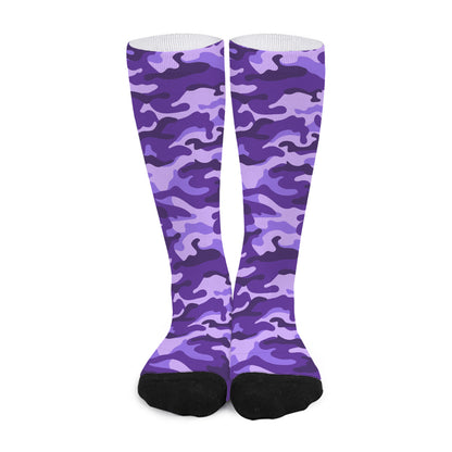 Purple Camouflage Print Long Socks