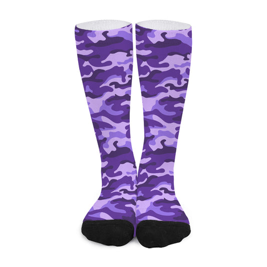 Purple Camouflage Print Long Socks