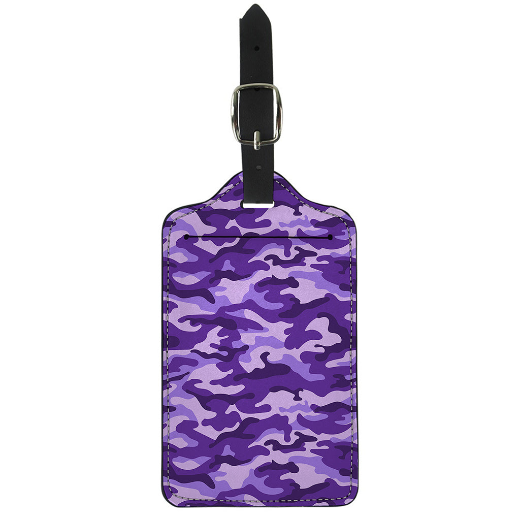 Purple Camouflage Print Luggage Tag